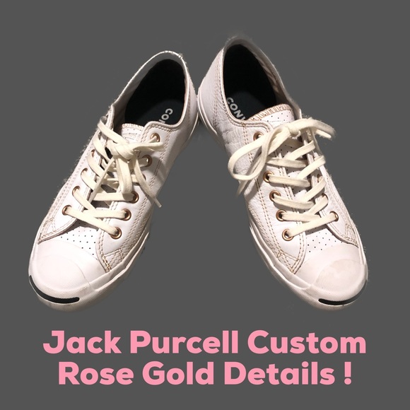 white and rose gold converse